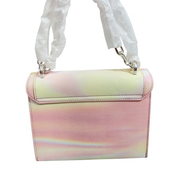 CHARLES & KEITH PASTEL PINK TIE DYE SILVER TONE CHAIN FAUX LEATHER CROSSBODY NWT - Picture 2 of 9